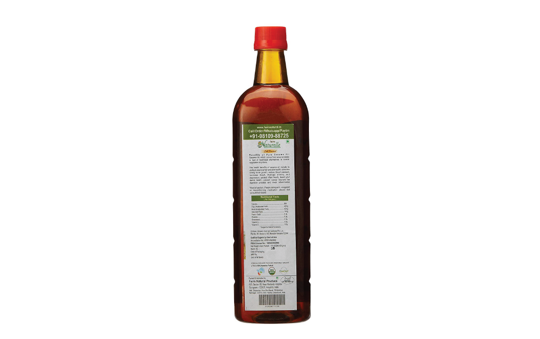 Farm Naturelle Organic Sesame Oil Cold Pressed   Plastic Bottle  915 millilitre